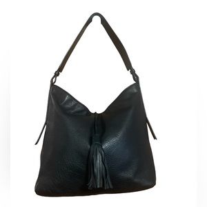 Margot—Black 100% Genuine Leather Hobo Style Shoulder Bag